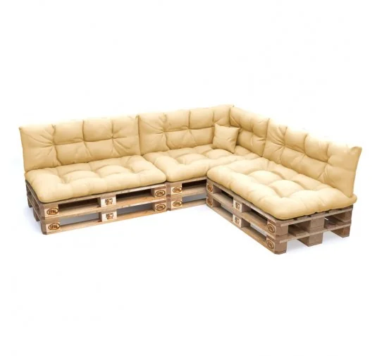 Set di 8 Cuscini da Esterno per Pallet, Impermeabili, Trapuntati, Beige