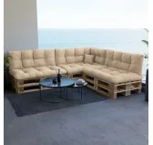 Cuscino Laterale per Pallet, Impermeabile, Trapuntato, 60x40x12 cm, Beige Cuscino Laterale per Pallet, Impermeabile, Trapuntato, 60x40x12 cm, Beige