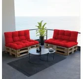 Cuscino Schienale per Pallet, Impermeabile, Trapuntato, 120x40x12 cm, Rosso