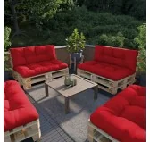 Set di 2 Cuscini per Pallet - Seduta 120x80 cm + Schienale 120x40 cm, Impermeabili, Trapuntati, Rosso Set di 2 Cuscini per Pallet - Seduta 120x80 cm + Schienale 120x40 cm, Impermeabili, Trapuntati, Rosso