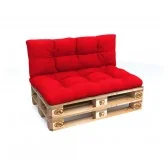 Set di 2 Cuscini per Pallet - Seduta 120x80 cm + Schienale 120x40 cm, Impermeabili, Trapuntati, Rosso Set di 2 Cuscini per Pallet - Seduta 120x80 cm + Schienale 120x40 cm, Impermeabili, Trapuntati, Rosso