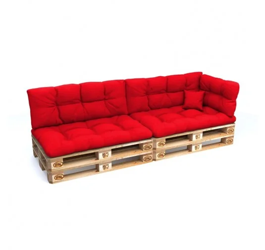 Set di 6 Cuscini da Esterno per Pallet, Impermeabili, Trapuntati, Rosso