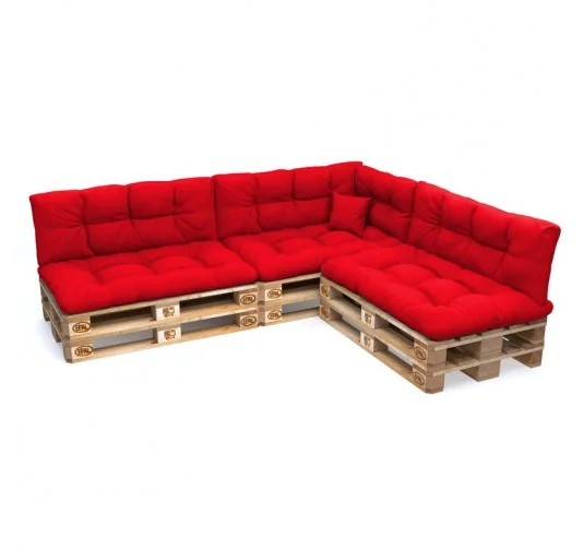 Set di 8 Cuscini da Esterno per Pallet, Impermeabili, Trapuntati, Rosso