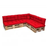 Set di 8 Cuscini da Esterno per Pallet, Impermeabili, Trapuntati, Rosso Set di 8 Cuscini da Esterno per Pallet, Impermeabili, Trapuntati, Rosso