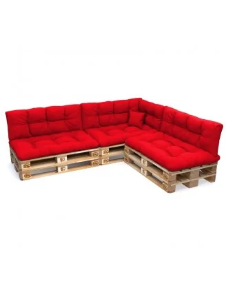 Set di 8 Cuscini da Esterno per Pallet, Impermeabili, Trapuntati, Rosso