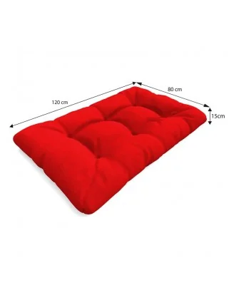 Set di 8 Cuscini da Esterno per Pallet, Impermeabili, Trapuntati, Rosso