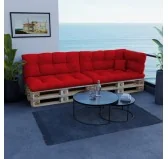 Cuscino Laterale per Pallet, Impermeabile, Trapuntato, 60x40x12 cm, Rosso