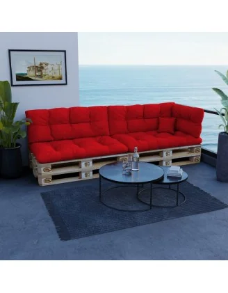 Cuscino Laterale per Pallet, Impermeabile, Trapuntato, 60x40x12 cm, Rosso