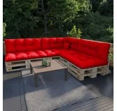 Cuscino Laterale per Pallet, Impermeabile, Trapuntato, 60x40x12 cm, Rosso
