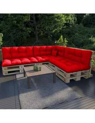 Cuscino Laterale per Pallet, Impermeabile, Trapuntato, 60x40x12 cm, Rosso