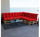 Cuscino Laterale per Pallet, Impermeabile, Trapuntato, 60x40x12 cm, Rosso
