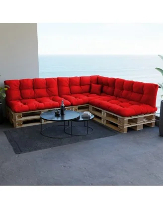 Cuscino Laterale per Pallet, Impermeabile, Trapuntato, 60x40x12 cm, Rosso