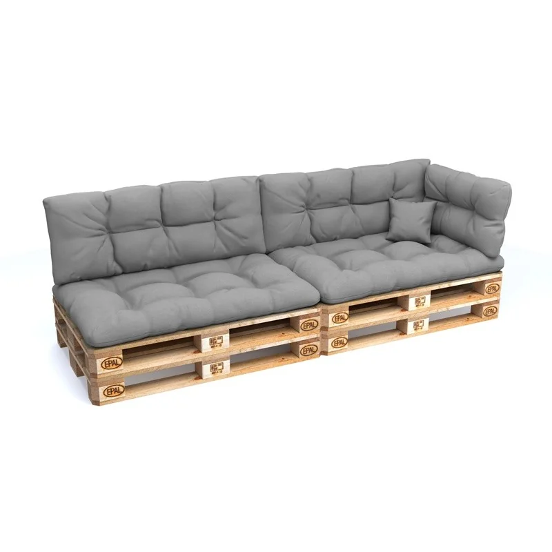 Set di 6 Cuscini da Esterno per Pallet, Impermeabili, Trapuntati, Grigio Set di 6 Cuscini da Esterno per Pallet, Impermeabili, Trapuntati, Grigio