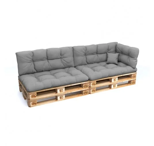 Set di 6 Cuscini da Esterno per Pallet, Impermeabili, Trapuntati, Grigio