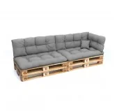 Set di 6 Cuscini da Esterno per Pallet, Impermeabili, Trapuntati, Grigio Set di 6 Cuscini da Esterno per Pallet, Impermeabili, Trapuntati, Grigio