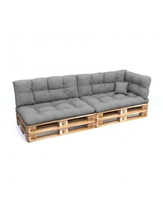 Set di 6 Cuscini da Esterno per Pallet, Impermeabili, Trapuntati, Grigio
