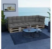 Set di 6 Cuscini da Esterno per Pallet, Impermeabili, Trapuntati, Grigio Set di 6 Cuscini da Esterno per Pallet, Impermeabili, Trapuntati, Grigio