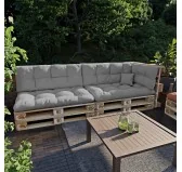 Set di 6 Cuscini da Esterno per Pallet, Impermeabili, Trapuntati, Grigio Set di 6 Cuscini da Esterno per Pallet, Impermeabili, Trapuntati, Grigio