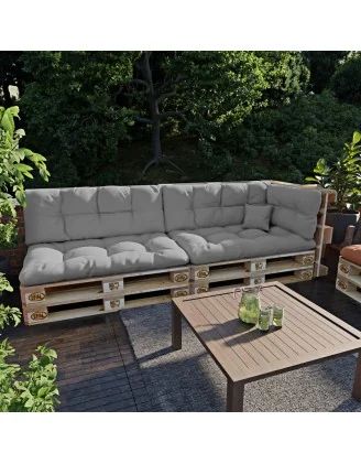 Set di 6 Cuscini da Esterno per Pallet, Impermeabili, Trapuntati, Grigio