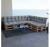 Cuscino Laterale per Pallet, Impermeabile, Trapuntato, 60x40x12 cm, Grigio Cuscino Laterale per Pallet, Impermeabile, Trapuntato, 60x40x12 cm, Grigio