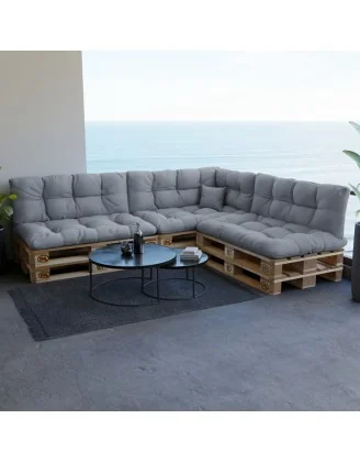 Cuscino Laterale per Pallet, Impermeabile, Trapuntato, 60x40x12 cm, Grigio