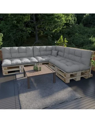 Cuscino Laterale per Pallet, Impermeabile, Trapuntato, 60x40x12 cm, Grigio