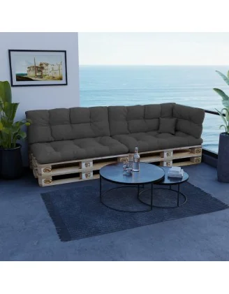 Cuscino di Seduta per Pallet, Impermeabile, Trapuntato, 120x80x15 cm, Antracite