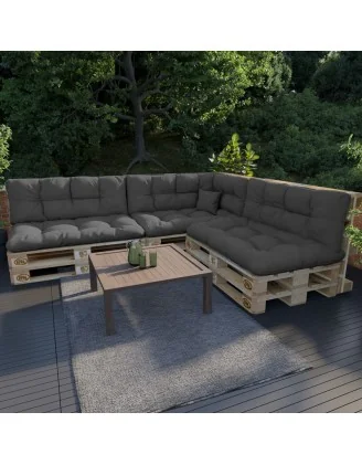 Cuscino di Seduta per Pallet, Impermeabile, Trapuntato, 120x80x15 cm, Antracite