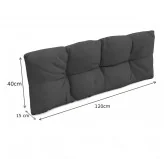 Set di 2 Cuscini per Pallet - Seduta 120x80 cm + Schienale 120x40 cm, Impermeabili, Trapuntati, Antracite