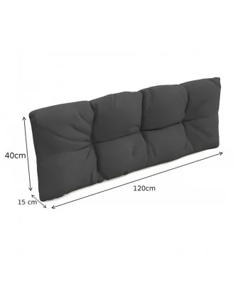 Set di 2 Cuscini per Pallet - Seduta 120x80 cm + Schienale 120x40 cm, Impermeabili, Trapuntati, Antracite