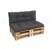 Set di 2 Cuscini per Pallet - Seduta 120x80 cm + Schienale 120x40 cm, Impermeabili, Trapuntati, Antracite