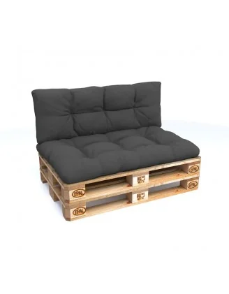 Set di 2 Cuscini per Pallet - Seduta 120x80 cm + Schienale 120x40 cm, Impermeabili, Trapuntati, Antracite