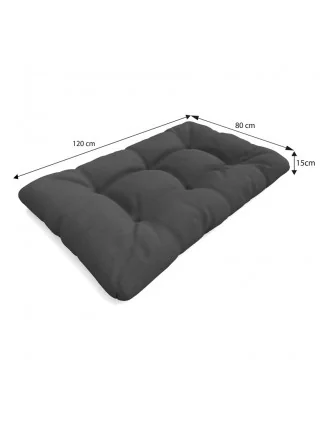 Set di 2 Cuscini per Pallet - Seduta 120x80 cm + Schienale 120x40 cm, Impermeabili, Trapuntati, Antracite