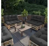 Set di 2 Cuscini per Pallet - Seduta 120x80 cm + Schienale 120x40 cm, Impermeabili, Trapuntati, Antracite