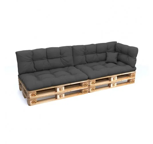 Set di 6 Cuscini da Esterno per Pallet, Impermeabili, Trapuntati, Antracite
