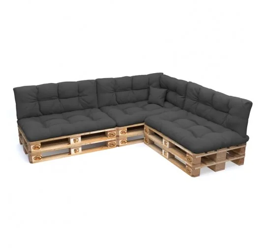 Set di 8 Cuscini da Esterno per Pallet, Impermeabili, Trapuntati, Antracite