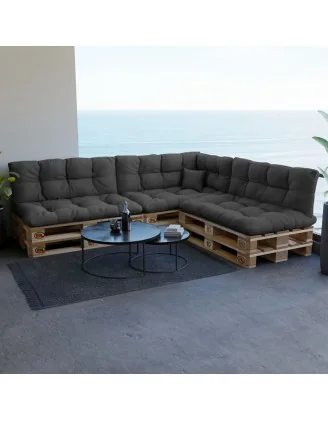 Cuscino Laterale per Pallet, Impermeabile, Trapuntato, 60x40x12 cm, Antracite
