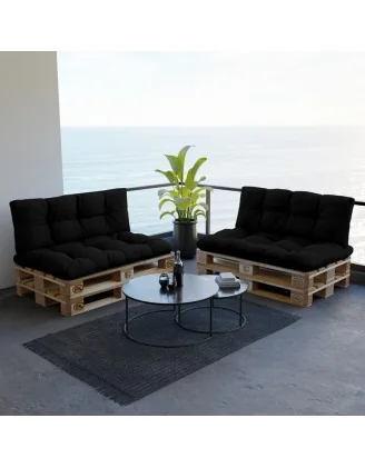 Cuscino di Seduta per Pallet, Impermeabile, Trapuntato, 120x80x15 cm, Nero
