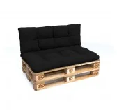 Set di 2 Cuscini per Pallet - Seduta 120x80 cm + Schienale 120x40 cm, Impermeabili, Trapuntati, Nero Set di 2 Cuscini per Pallet - Seduta 120x80 cm + Schienale 120x40 cm, Impermeabili, Trapuntati, Nero