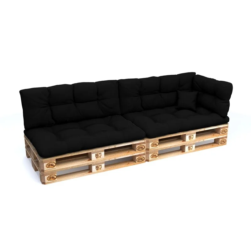 Set di 6 Cuscini da Esterno per Pallet, Impermeabili, Trapuntati, Nero Set di 6 Cuscini da Esterno per Pallet, Impermeabili, Trapuntati, Nero