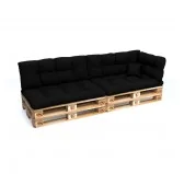 Set di 6 Cuscini da Esterno per Pallet, Impermeabili, Trapuntati, Nero Set di 6 Cuscini da Esterno per Pallet, Impermeabili, Trapuntati, Nero