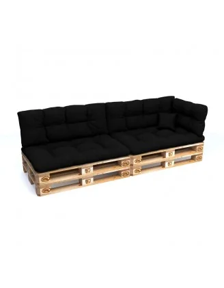 Set di 6 Cuscini da Esterno per Pallet, Impermeabili, Trapuntati, Nero