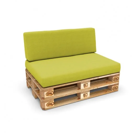 Set di 2 Cuscini per Pallet, 120x80 cm + 120x40 cm, Lime