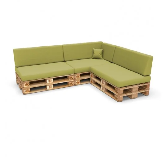 Set di 8 Cuscini per Pallet: 3x 120x80 + 3x 120x40 + 60x40 + 40x40, Lime
