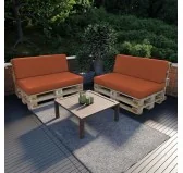 Set di 2 Cuscini per Pallet, 120x80 cm + 120x40 cm, Arancione Set di 2 Cuscini per Pallet, 120x80 cm + 120x40 cm, Arancione