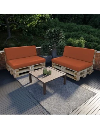 Set di 2 Cuscini per Pallet, 120x80 cm + 120x40 cm, Arancione