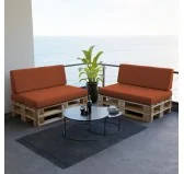 Set di 2 Cuscini per Pallet, 120x80 cm + 120x40 cm, Arancione Set di 2 Cuscini per Pallet, 120x80 cm + 120x40 cm, Arancione