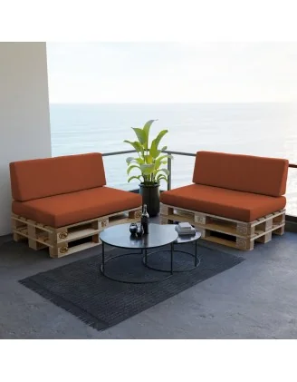 Set di 2 Cuscini per Pallet, 120x80 cm + 120x40 cm, Arancione