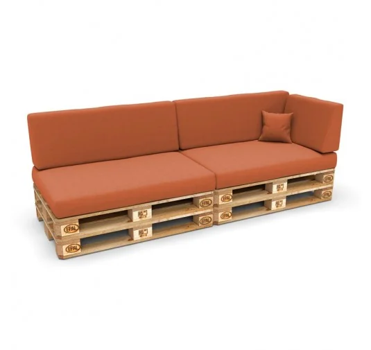Set di 6 Cuscini per Pallet: 2x 120x80 + 2x 120x40 + 60x40 + 40x40, Arancione