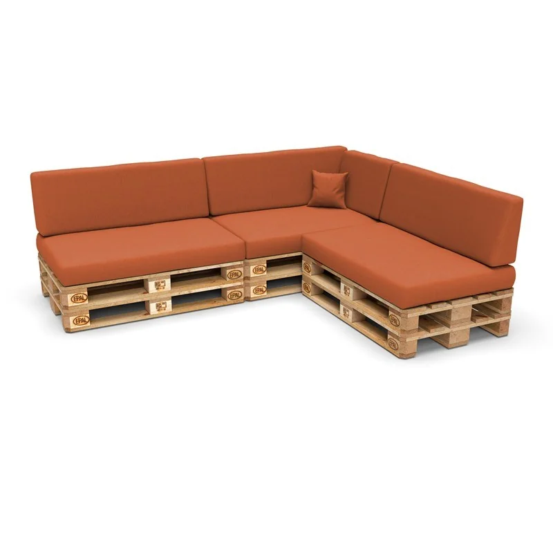 Set di 8 Cuscini per Pallet: 3x 120x80 + 3x 120x40 + 60x40 + 40x40, Arancione